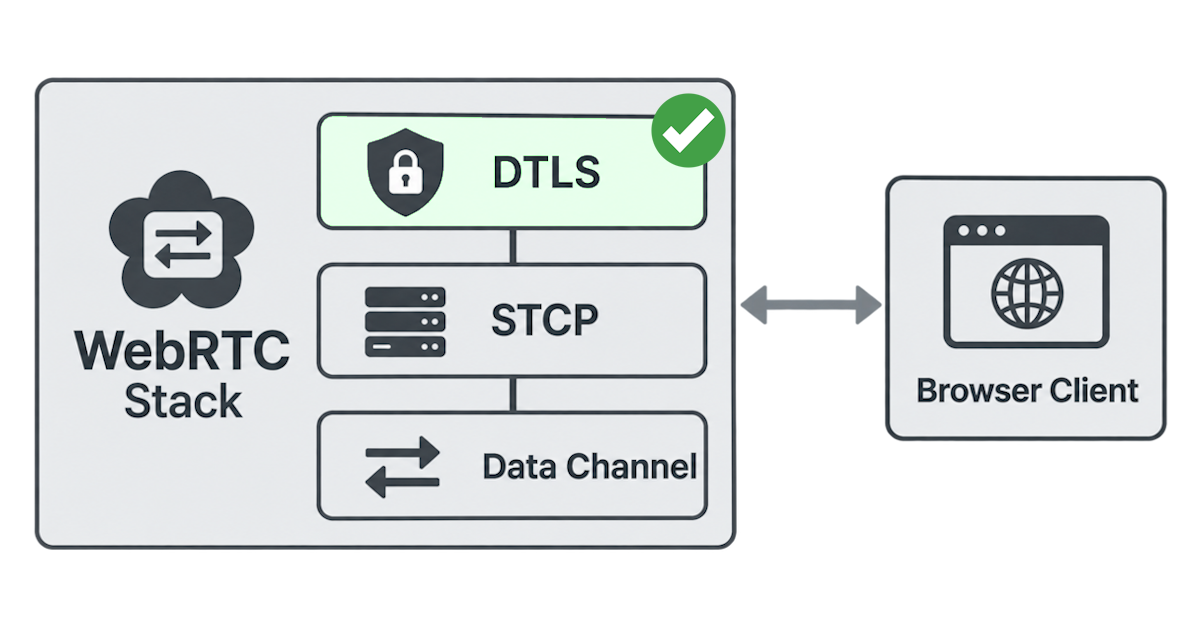 DTLS transport layer connecting UDP Gateway to client applications